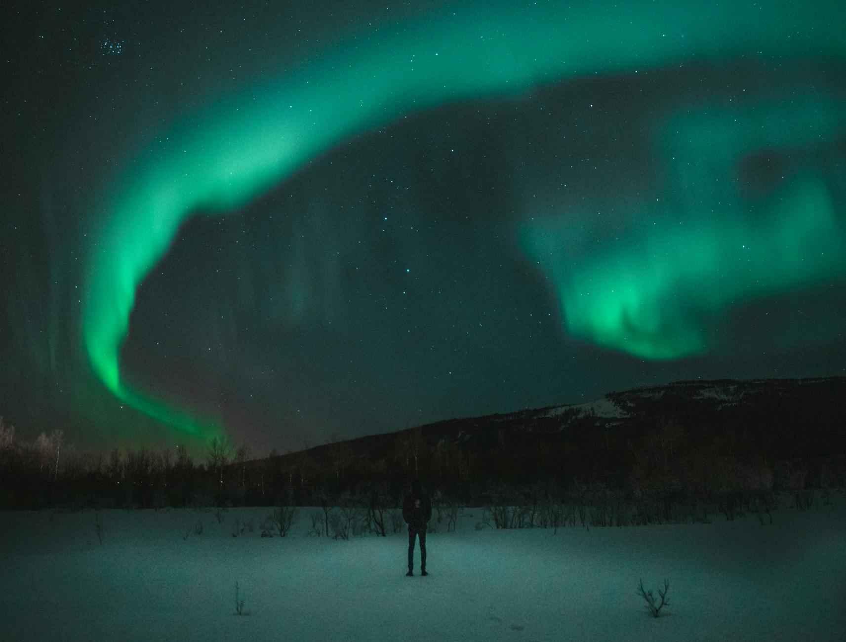 photo of person under night sky